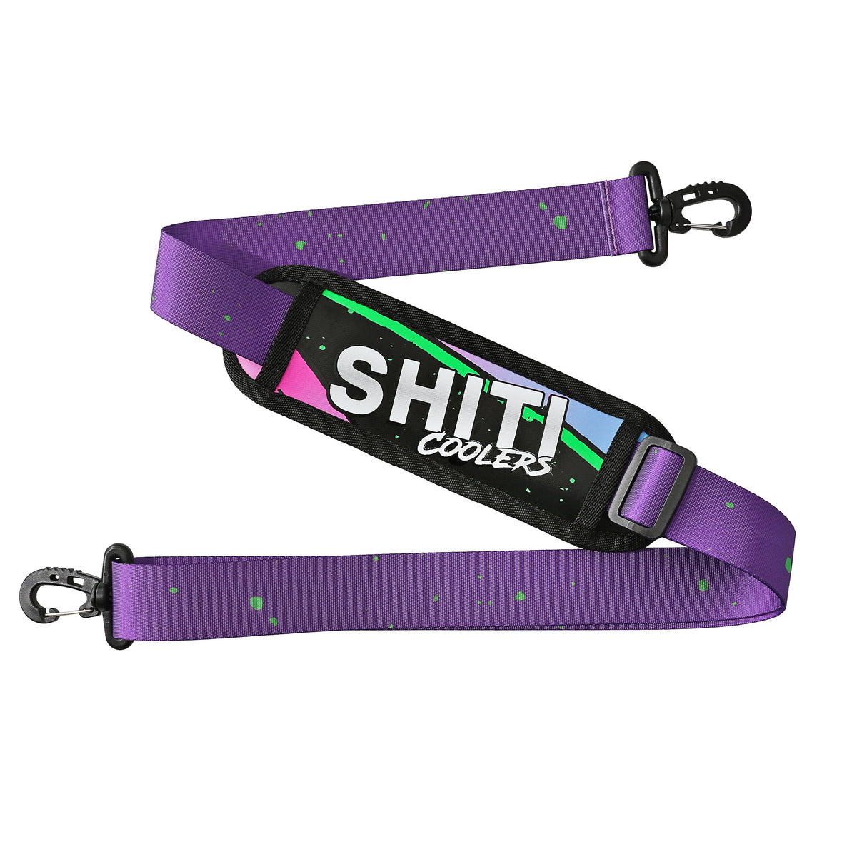 Midnight Rider Soft Cooler strap featuring a colorful design and durable clips for easy carrying and transport.