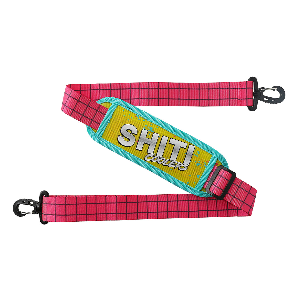 Colorful strap for the Liquor Basket Soft Cooler, featuring a vibrant design and adjustable clips for easy carrying.