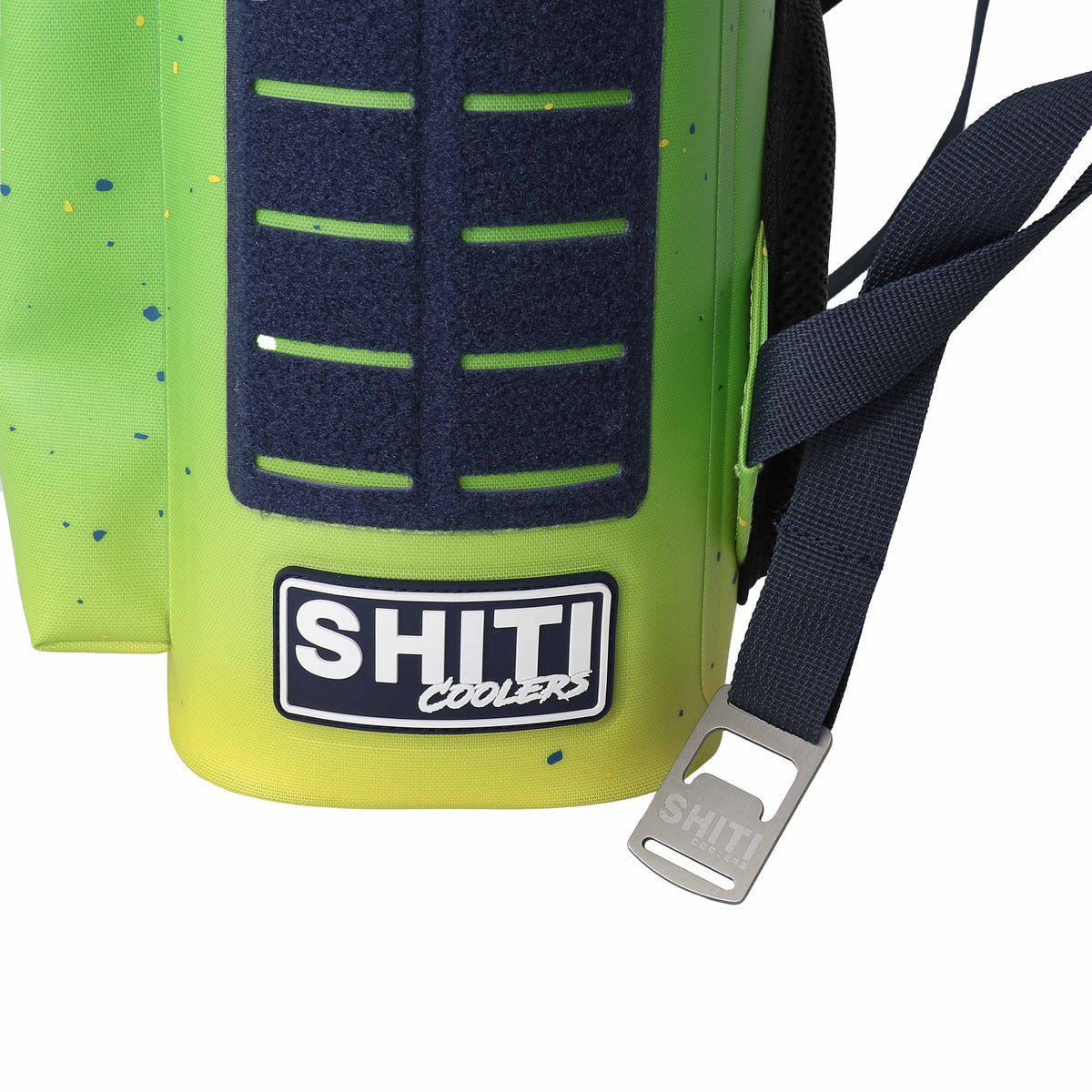 Aquaholic Backpack Cooler in vibrant green with a textured back panel and adjustable straps for easy carrying.