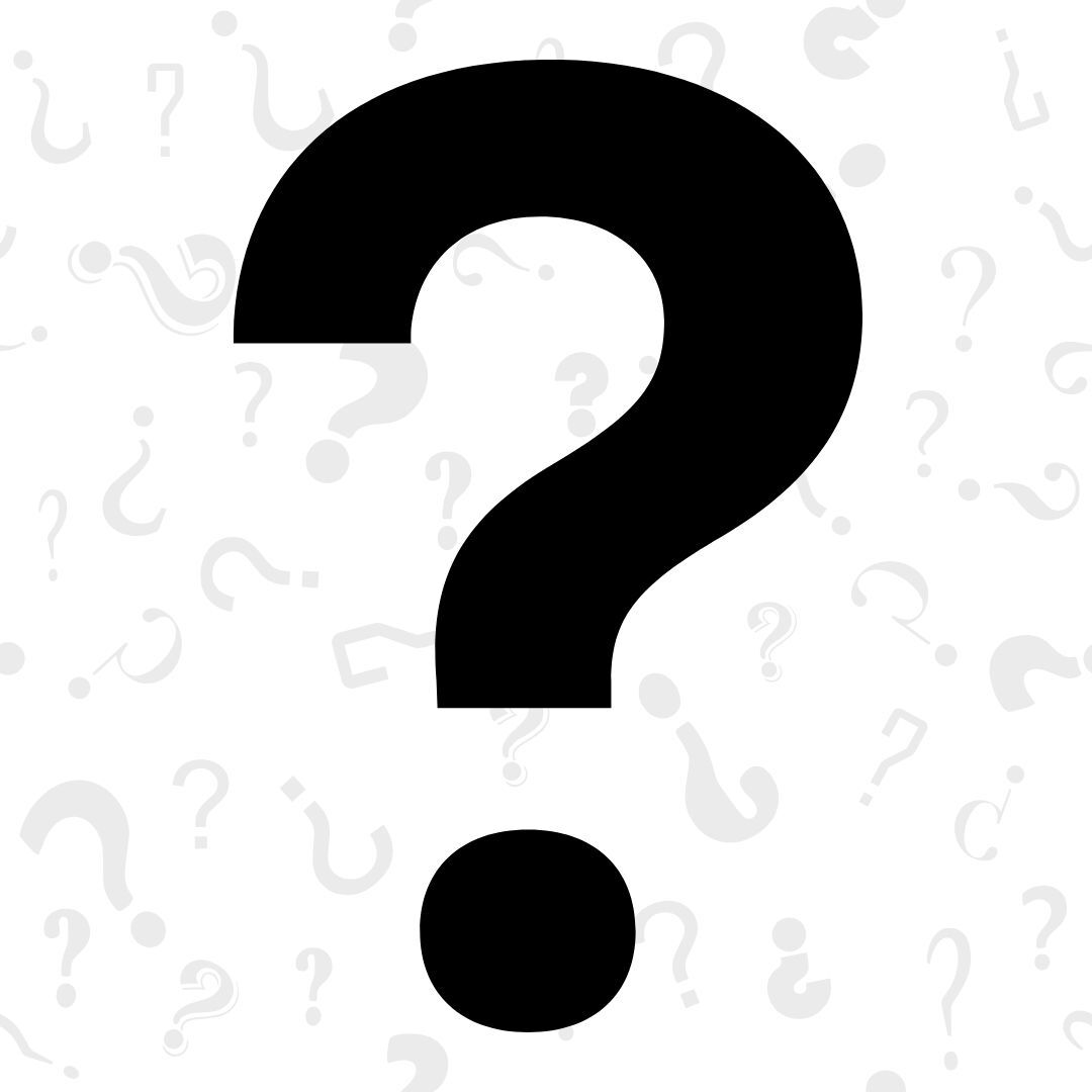 Black question mark on a light background filled with faint question marks, symbolizing a mystery gift.