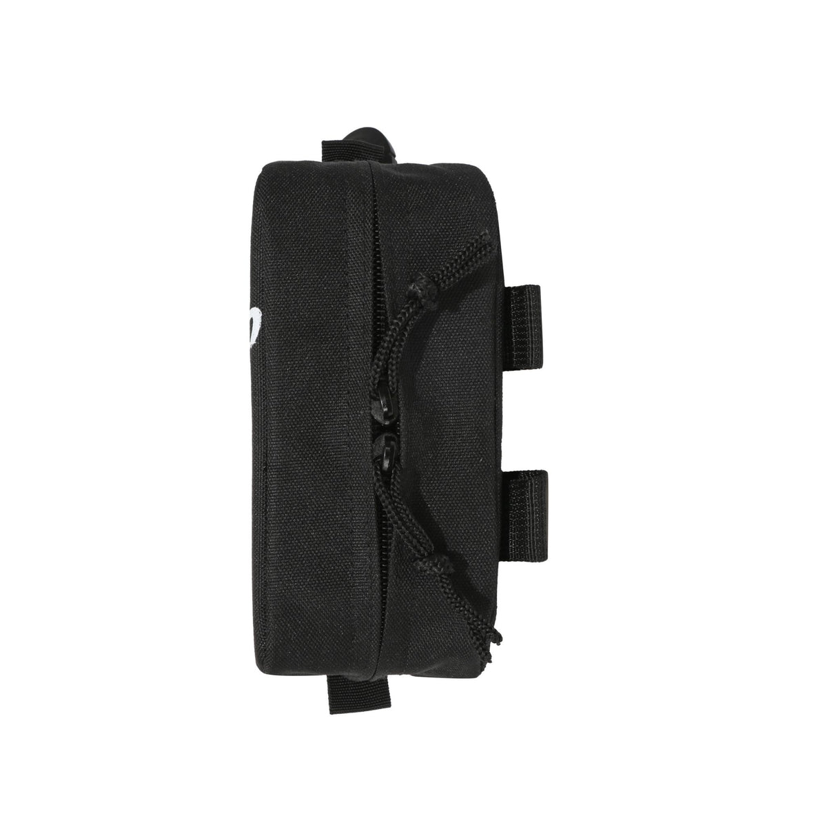 Black sunglasses case attachment with a zippered closure and adjustable straps for secure storage and easy access.
