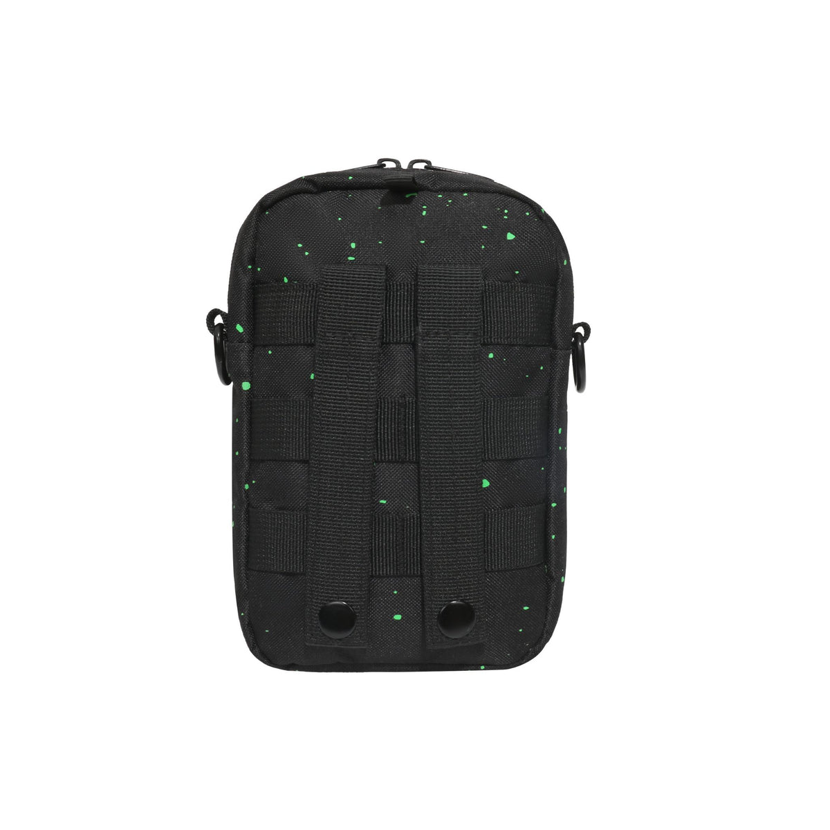 Customizable black Buddy Attachment with green speckles, featuring straps and attachment points for easy access.