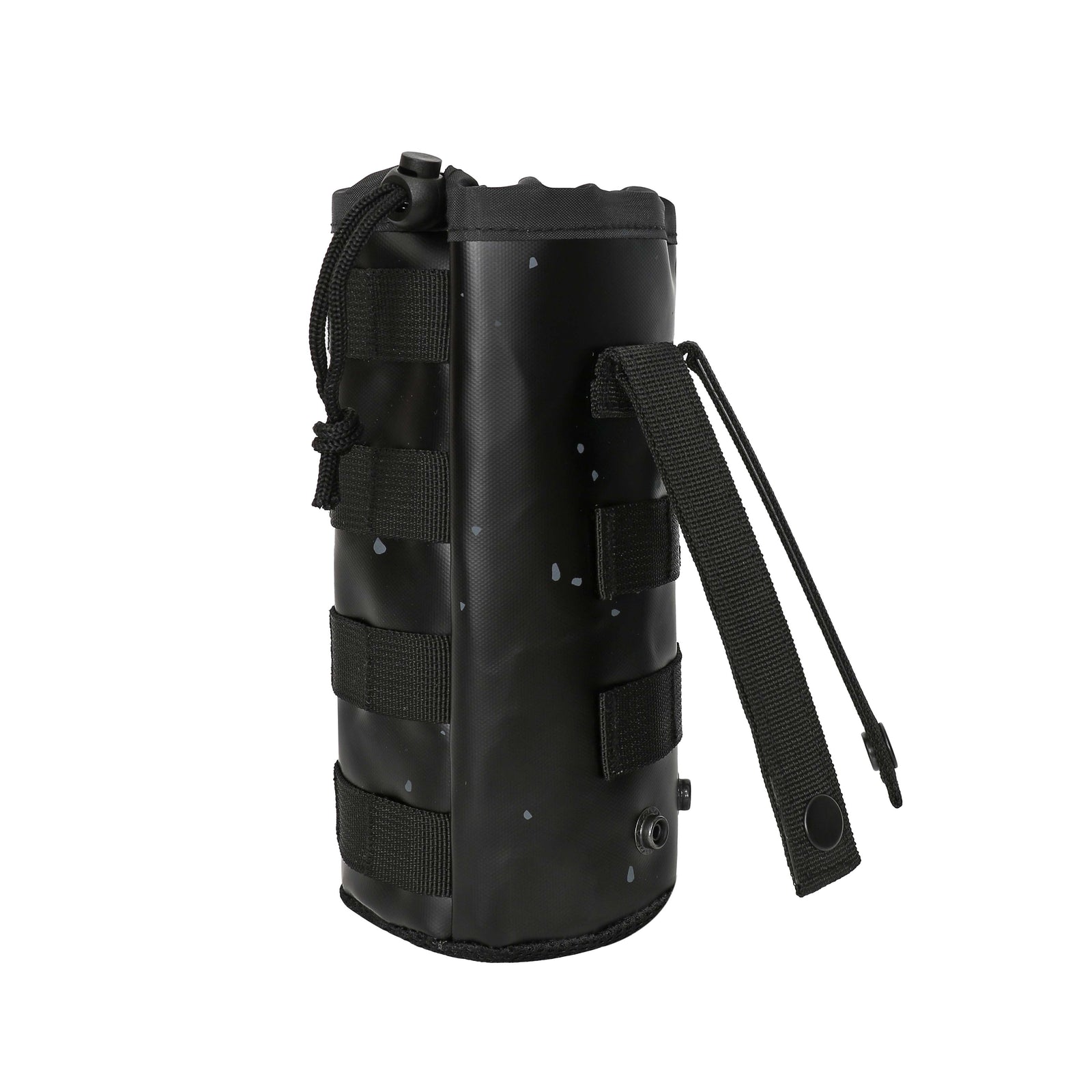 Blackout Drink Sleeve Attachment in black with adjustable strap and side loops for secure beverage holding.