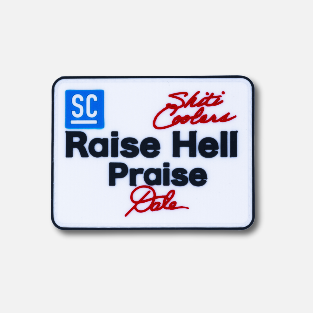Customizable Raise Hell Velcro patch featuring bold text and a signature design, perfect for personalizing gear.