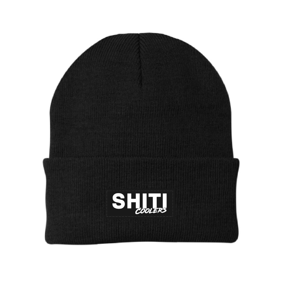 Black cuff beanie featuring the SHITI Coolers logo prominently displayed on the front.