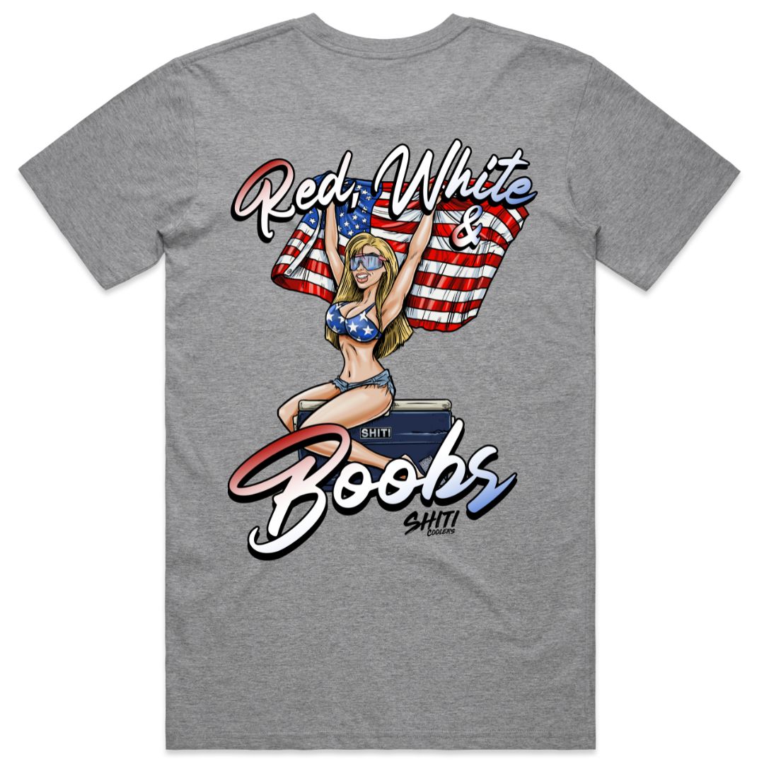 Red, White, & Boobs T-Shirt - SHITI Coolers